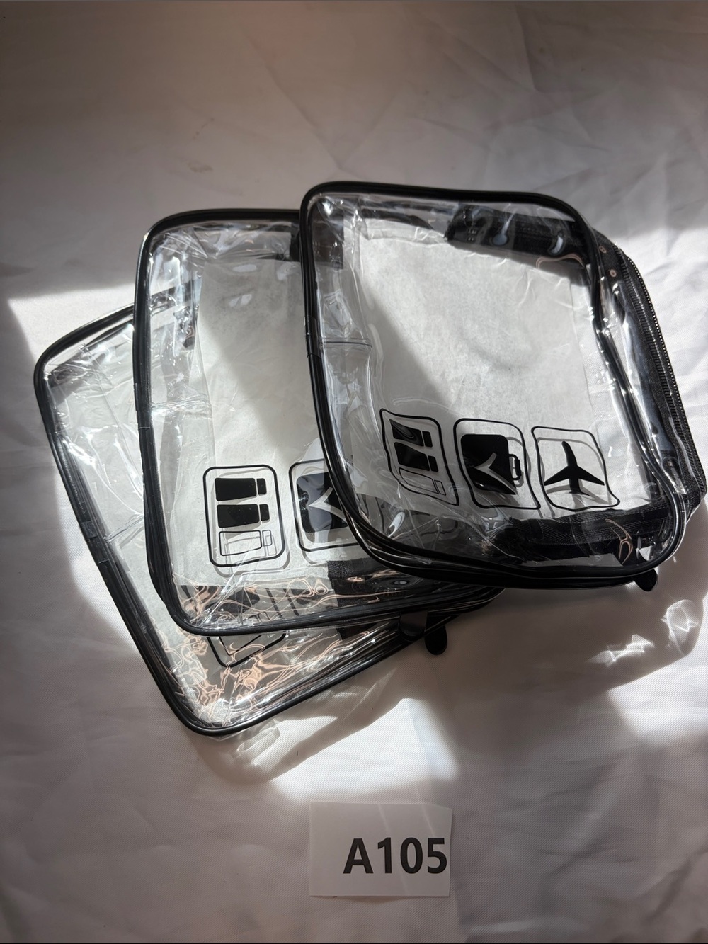 Clear Black Trim Travel Toiletry Bag Set - Electronics Accessories